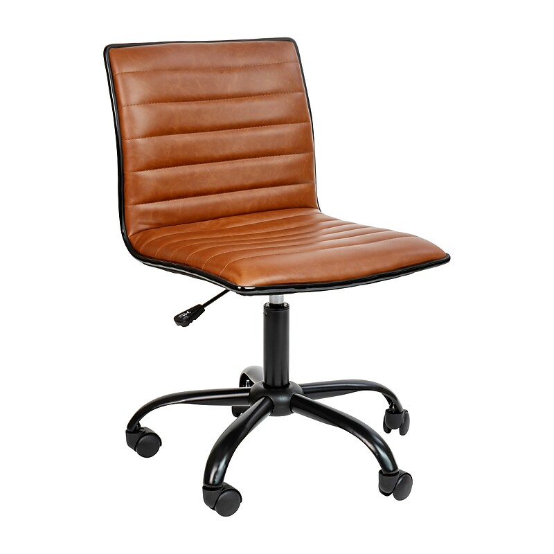 Flash Furniture Alan Armless Vinyl Swivel Task Chair, Brown/Black (DS512BBRBK) image 1