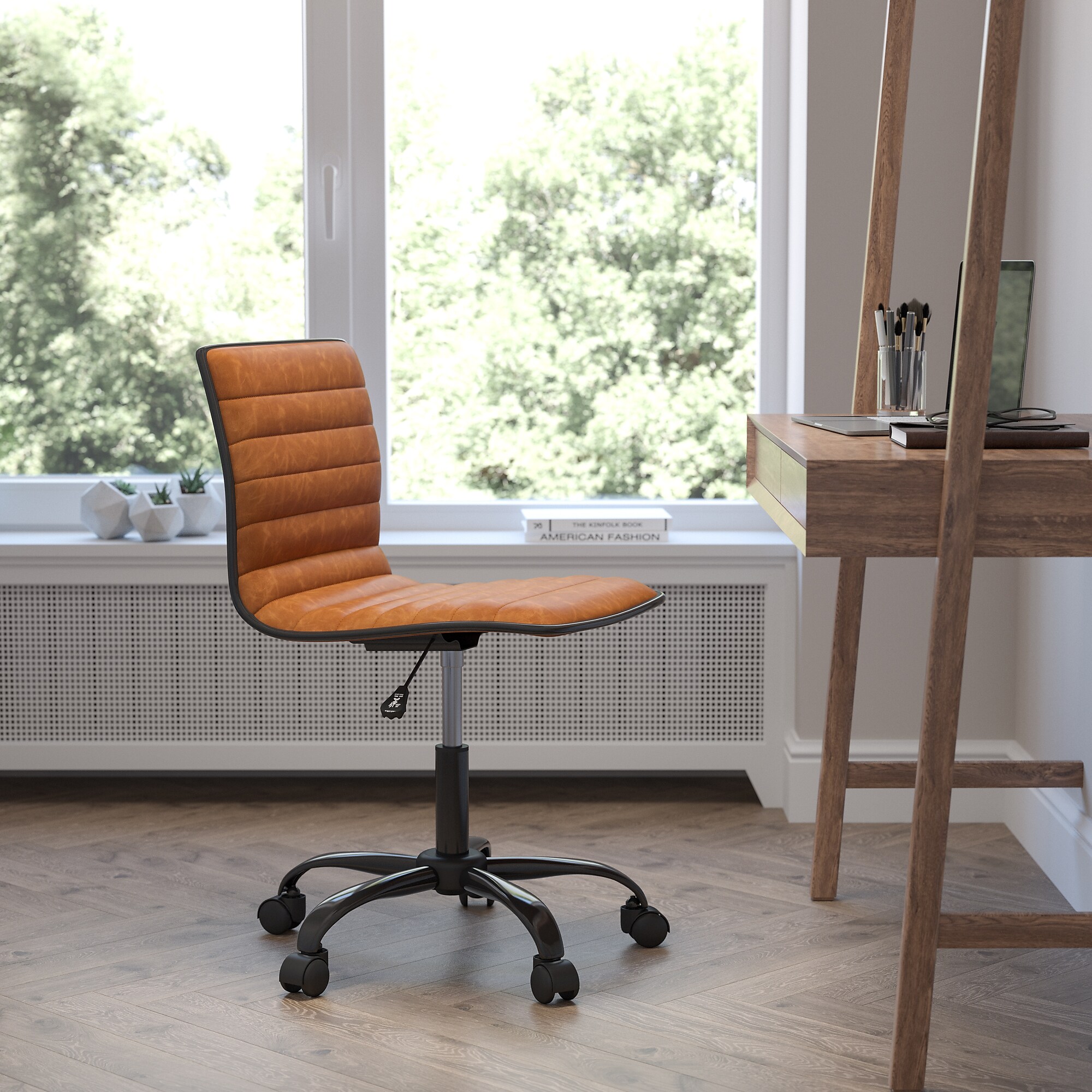 Flash Furniture Alan Armless Vinyl Swivel Task Chair, Brown/Black (DS512BBRBK) Sansujyuku sansujyuku.com