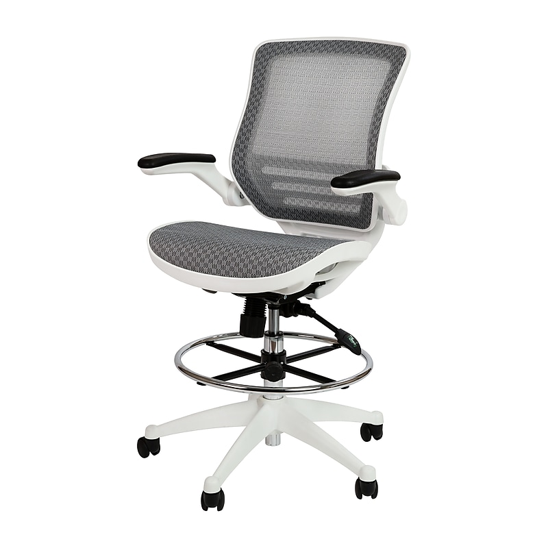 Flash Furniture Mesh Mid-Back Drafting Stool with Lumbar Support, Gray/White (BLLB8801XDGRWH) image 1