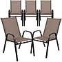 Flash Furniture Brazos Series Outdoor Stack Chair, Brown, 5-Pieces (5JJ303CB)~#|#~sp155714111_sc7