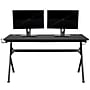 Flash Furniture 55"W Gaming Desk with Red Reclining Back/Arms Gaming Chair with Footrest, Black (BLNX40D1904LRD)~#|#~sp155715512_sc7
