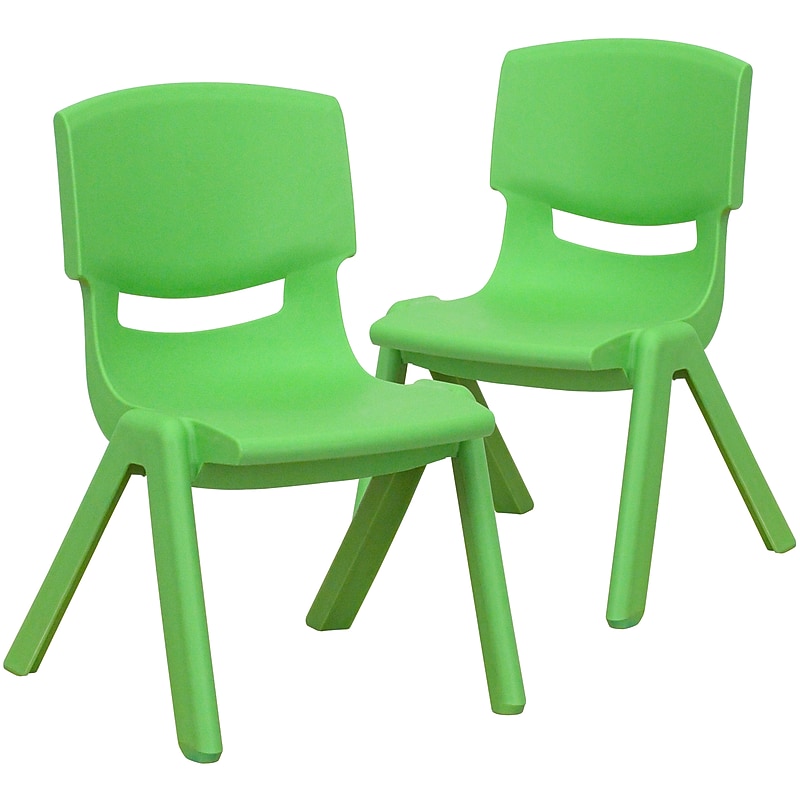 Flash Furniture Plastic School Chair with 10.5" Seat Height, Green, 2-Pieces (2YUYCX003GREEN) image 1