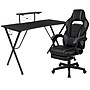 Flash Furniture 52"W Gaming Desk with Black Reclining Back/Arms Gaming Chair with Footrest, Black (BLNX40RSG1031BK)~#|#~sp155716722_sc7