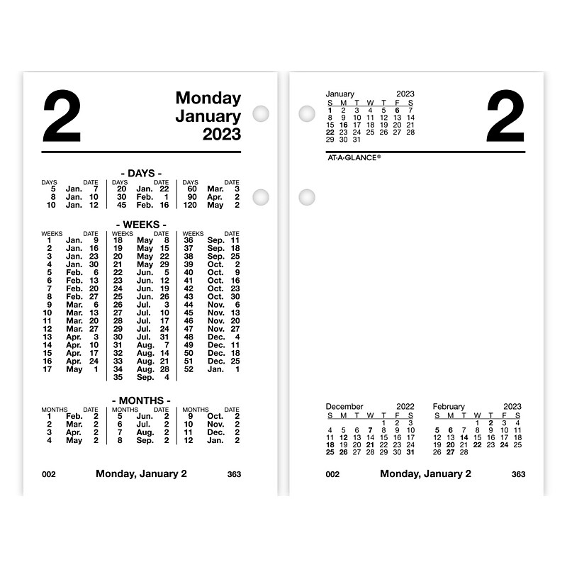2023 AT-A-GLANCE 6" x 3.5" Financial Daily Desk Calendar Refill, White/Black (S170-50-23) image 1