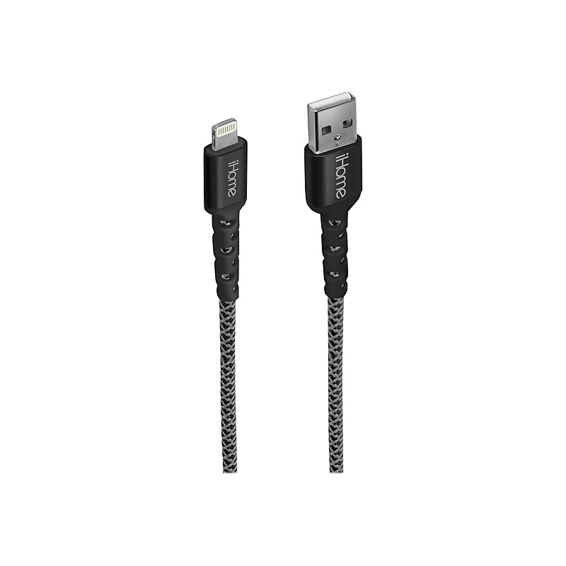 iHome 6' USB Type-A to Lightning Power Cable, Male to Male, Black (IHCT1038B-OD) image 1