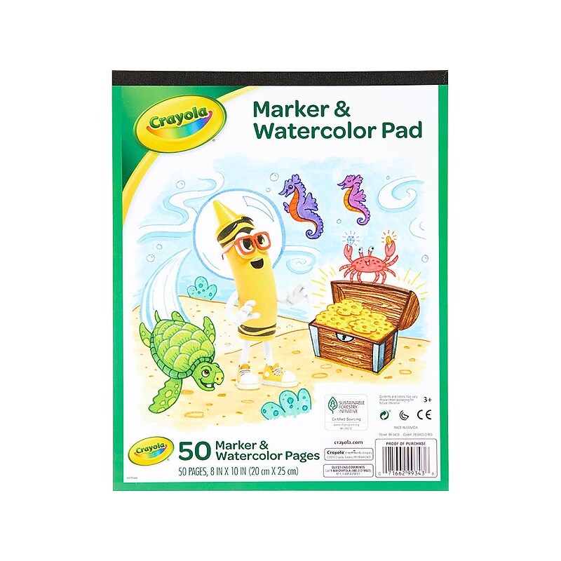 Crayola Marker & Watercolor Pad, 8" x 10", White, 50 Sheets/Pad (99-3403) image 1