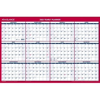 2023 AT-A-GLANCE 36" x 24" Yearly Wet-Erase Wall Calendar, Reversible, Red/Blue (PM26-28-23)