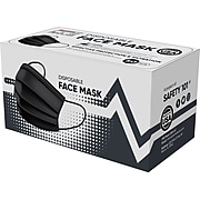 PPE Mask USA Disposable Surgical Cloth Face Mask, One Size, Black, 50/Box, 5 Boxes/Pack (TBN203202)