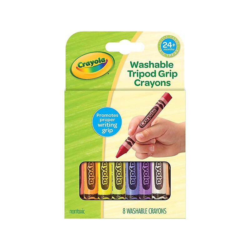 Crayola My First Washable Tripod-Grip Crayons, Assorted Colors, 8/Box (81-1460) image 1