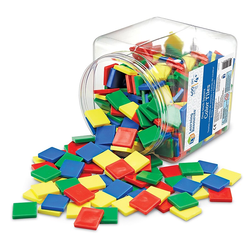 Learning Resources Plastic Square Color Tiles, 400 Pieces (LER0203) image 1