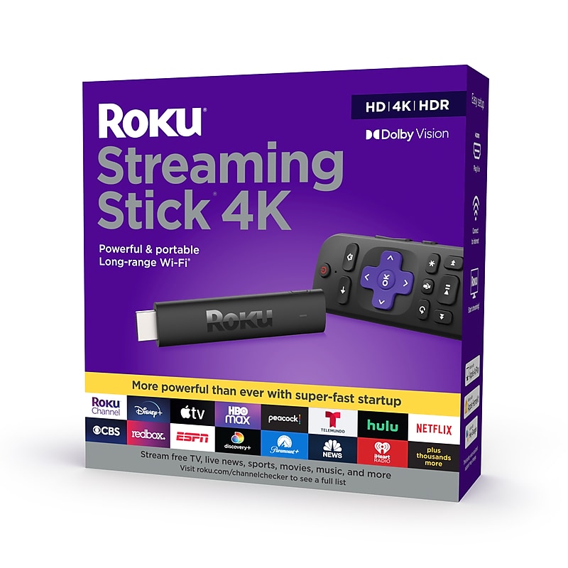 Roku Streaming Stick 4K, Black (3820R) image 1