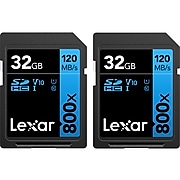Lexar BLUE Series High-Performance LSD0800032G-B2NNU 32GB Flash Memory, SDHC, 2/Pack