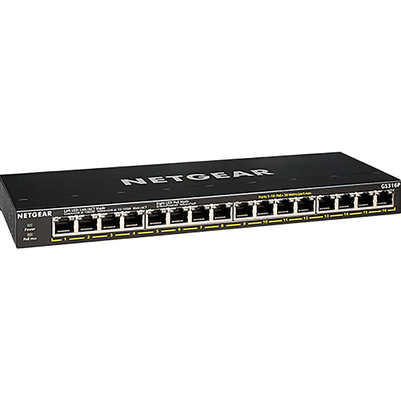 Netgear 300-Series 16-Port Gigabit Ethernet Unmanaged Switch, Black (GS316P-100NAS) image 1