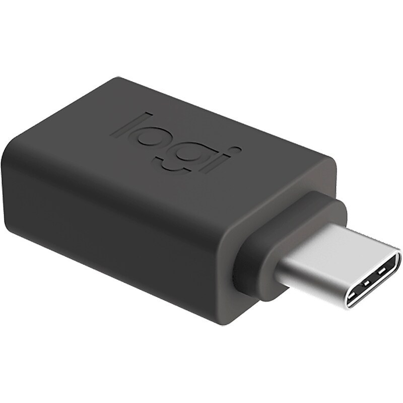 Logitech Logi USB-C to USB-A Adapter, Male to Female, Black  (956-000028) image 1