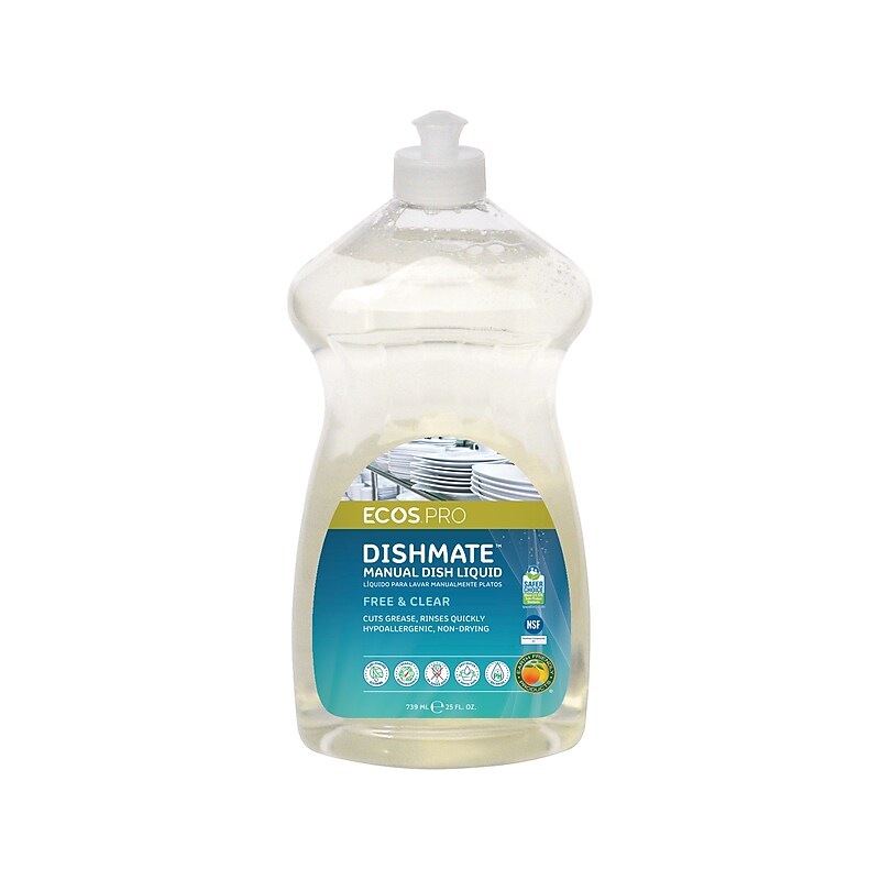 ECOS PRO Dishmate Manual Liquid Dish Soap, Free & Clear, 25 oz. (PL9721/6 ) image 1