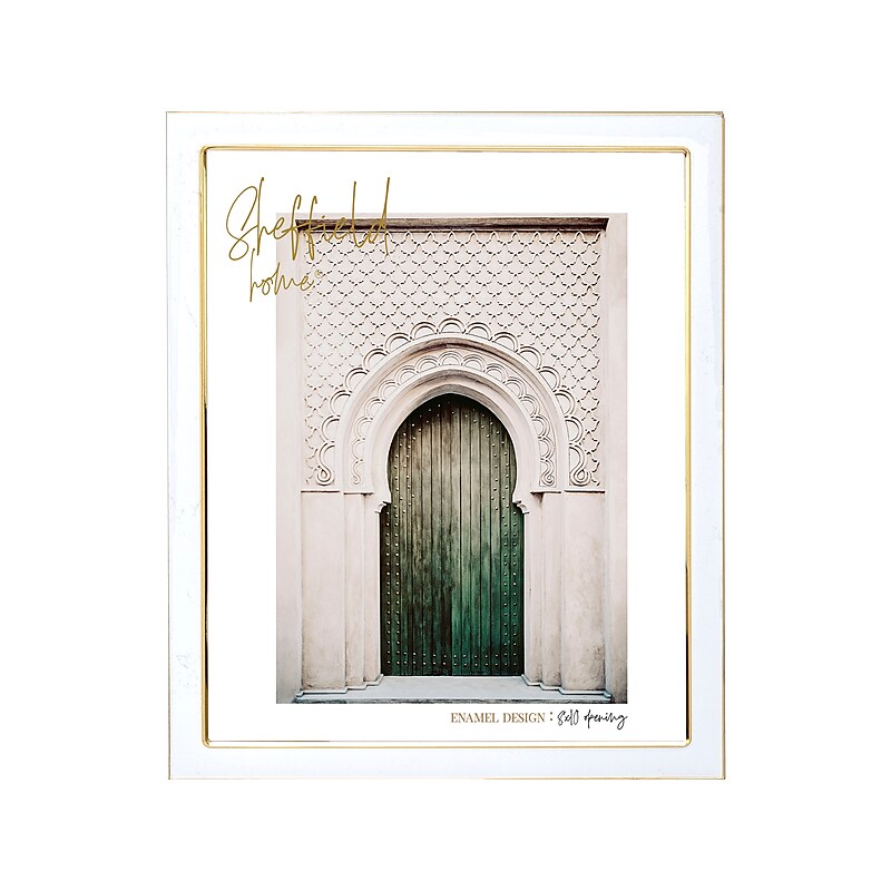 SHEFFIELD HOME Metal Picture Frame, White/Gold (7E86-80A W-G) image 1