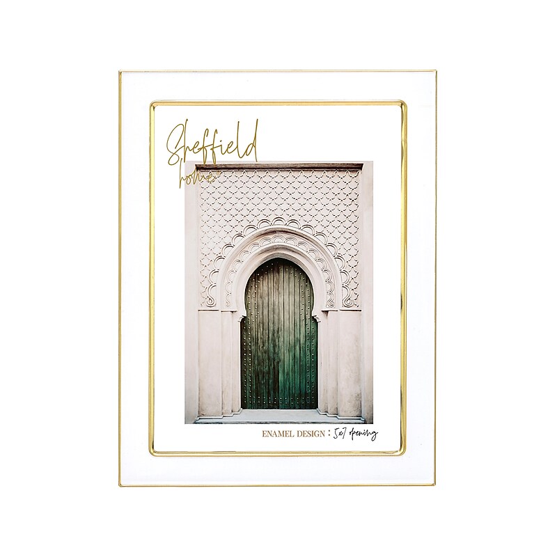 SHEFFIELD HOME Metal Picture Frame, White/Gold (7E86-57A W-G) image 1