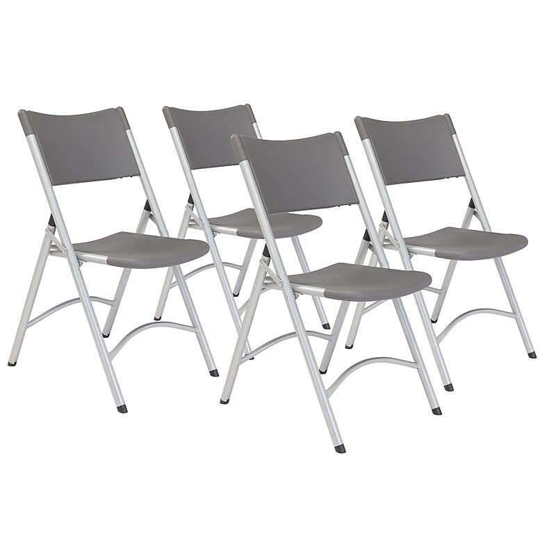 National Public Seating 600 Heavy Duty Plastic Folding Chair, Charcoal Slate, 4/Pack (6204) image 1