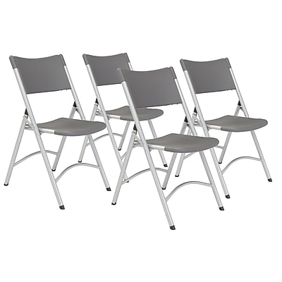 National Public Seating 600 Heavy Duty Plastic Folding Chair, Charcoal Slate, 4/Pack (6204) Simolary simolary.com