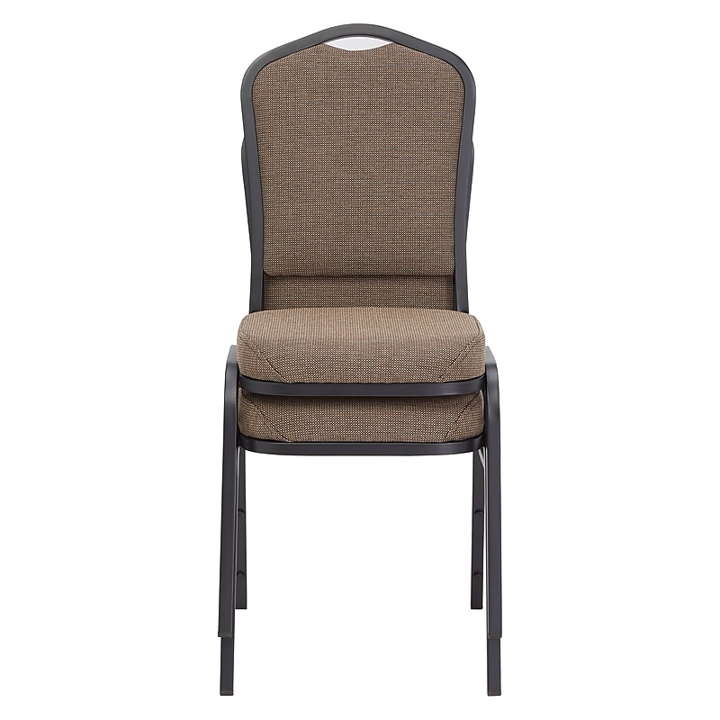 National Public Seating 9300 Series Deluxe Fabric Upholstered Stack Chair, Natural Taupe/Black Sandtex, 2/Pack (9378-BT/2) image 1
