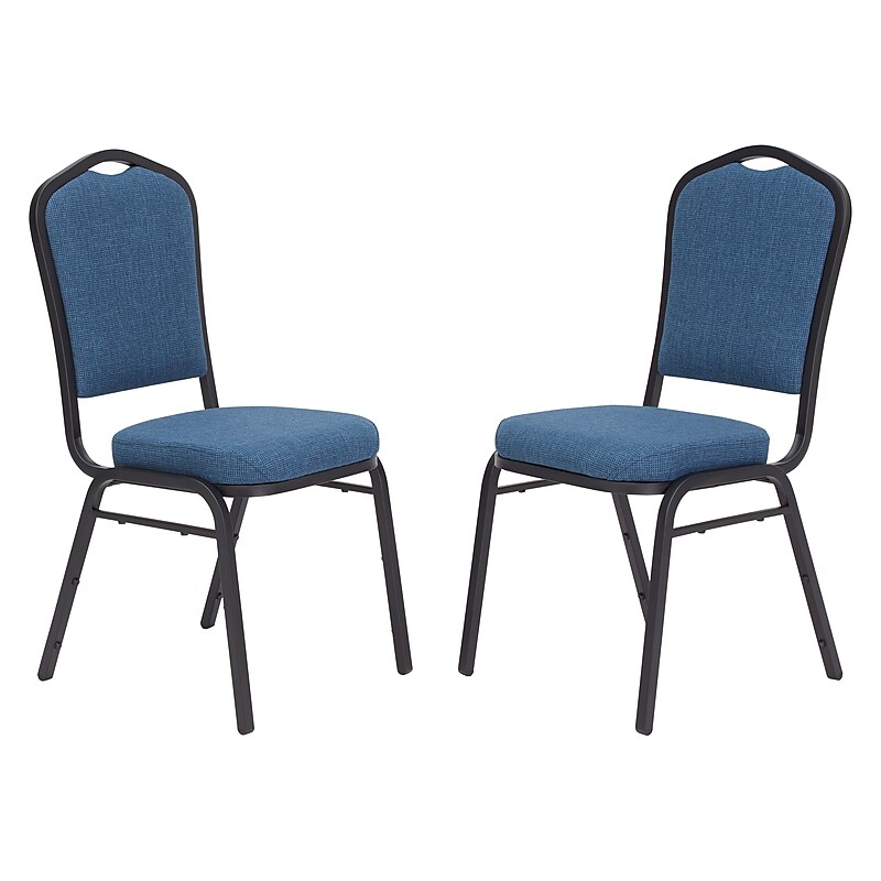 NPS 9300 Series Deluxe Fabric Upholstered Stack Chair, Natural Blue/Black Sandtex, 2/Pack (9374-BT/2) image 1