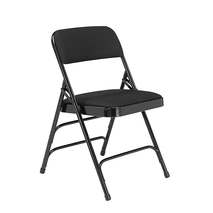 NPS 2300 Series Fabric Padded Premium Folding Chair, Black, 4/Pack