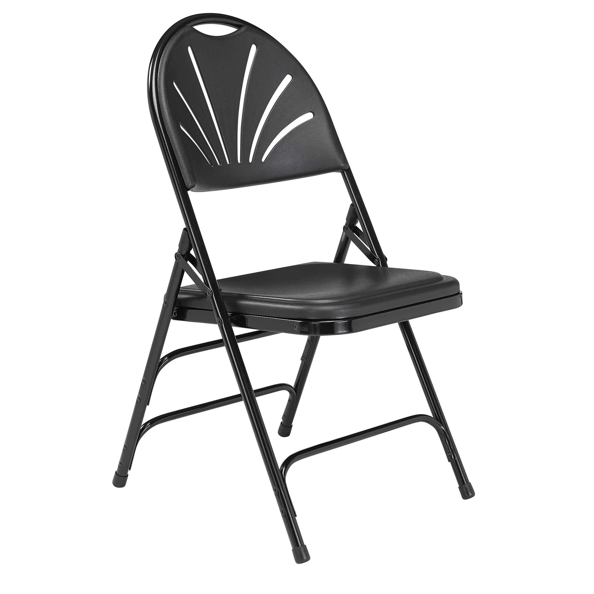 National Public Seating 1100 Series Polyfold Fan Back Triple Brace Double Hinge Folding Chairs, Black, 4/Pack (1110/4) Sansujyuku sansujyuku.com