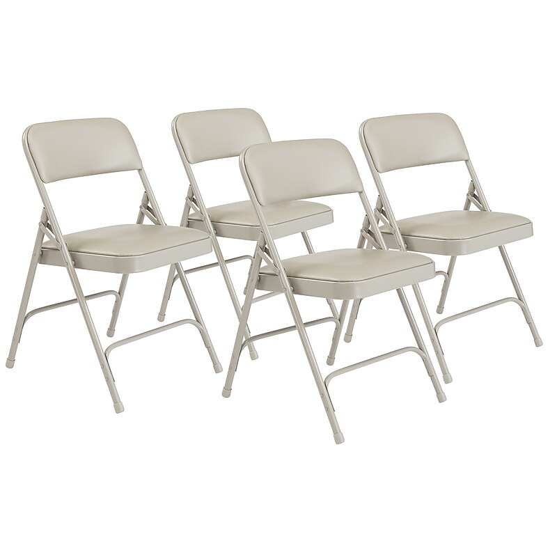 NPS 1200 Series Premium Vinyl Padded Folding Chair, Warm Grey/Grey, 4/Pack (1202/4) image 1