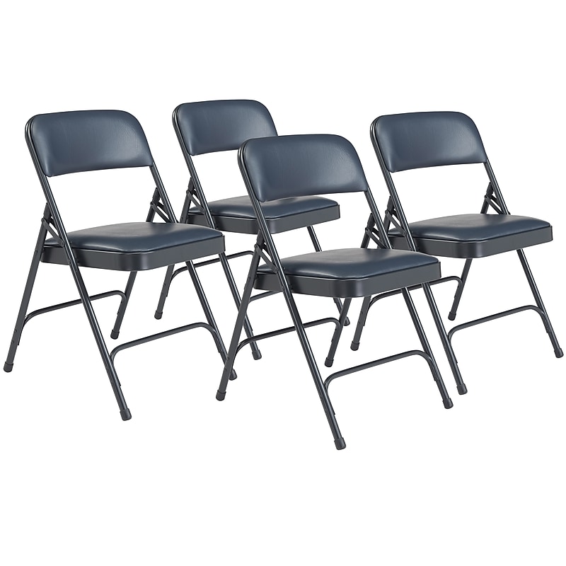 NPS 1200 Series Premium Vinyl Padded Folding Chair, Dark Midnight Blue/Char-Blue, 4/Pack (1204/4) image 1