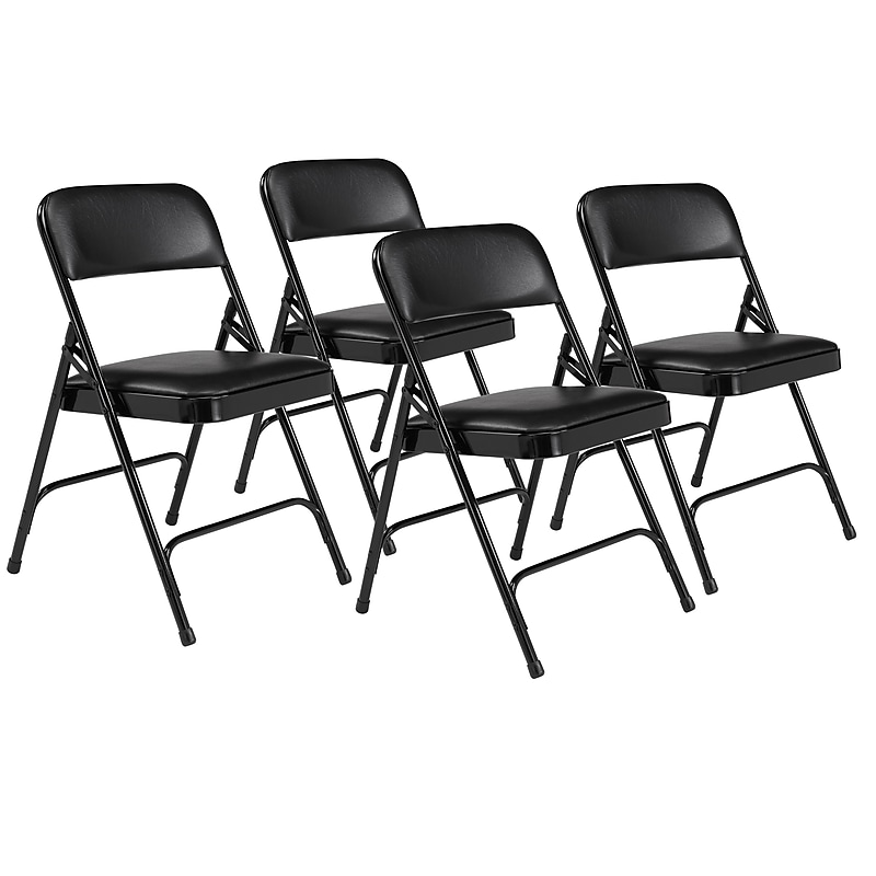 NPS 1200 Series Vinyl Padded Folding Chair, Caviar Black/Black, 4/Pack (1210/4) image 1