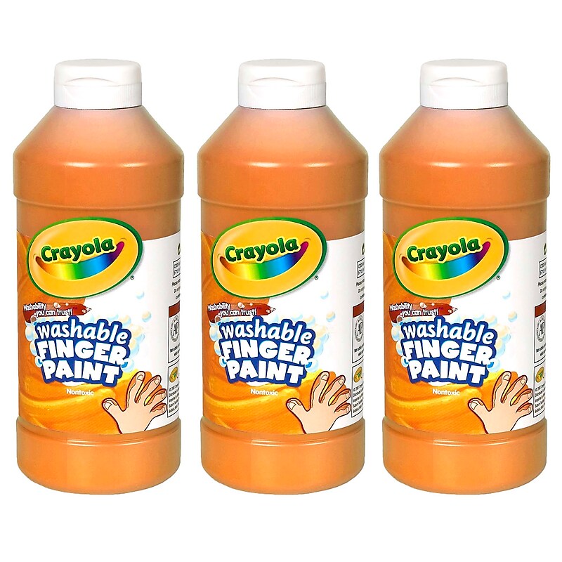 Crayola Washable Finger Paint, Orange, 16 oz. Bottle, Pack of 3 (BIN131636-3) image 1