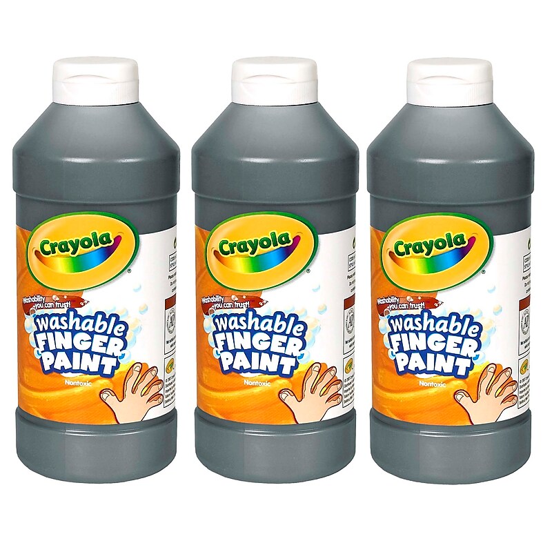 Crayola Washable Finger Paint, Black, 16 oz. Bottle, Pack of 3 (BIN131651-3) image 1