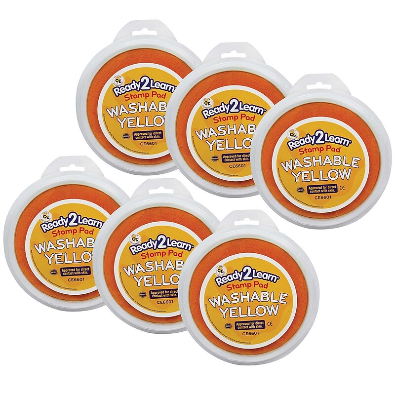 Ready 2 Learn Jumbo Washable Stamp Pad, Yellow, 6/Pack (CE-6601-6) image 1