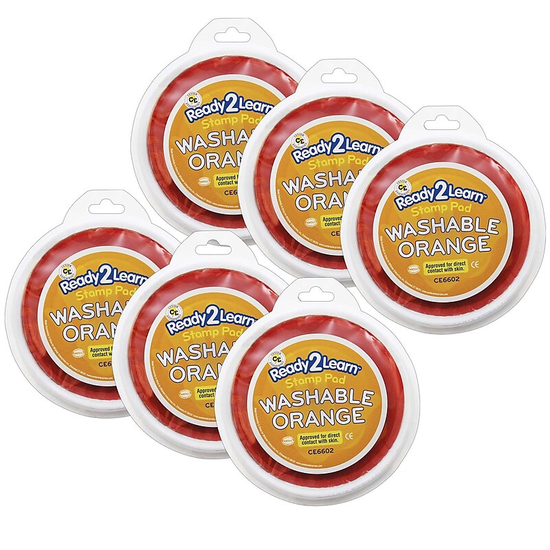 Ready 2 Learn Jumbo Washable Stamp Pad, Orange, 6/Pack (CE-6602-6) image 1