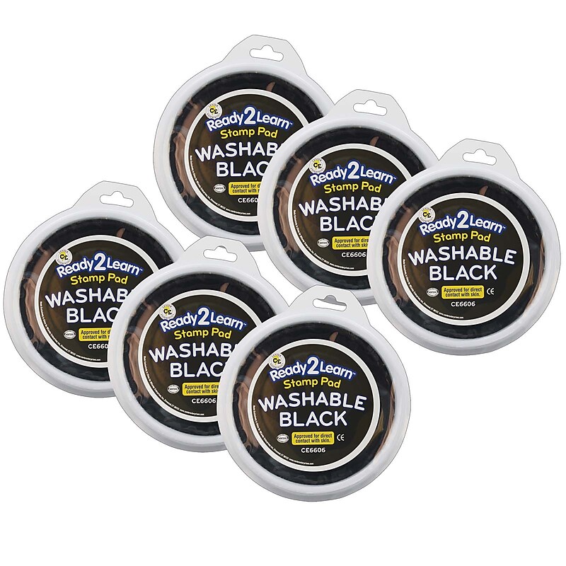 Ready 2 Learn Jumbo Washable Stamp Pad, Black, 6/Pack (CE-6606-6) image 1
