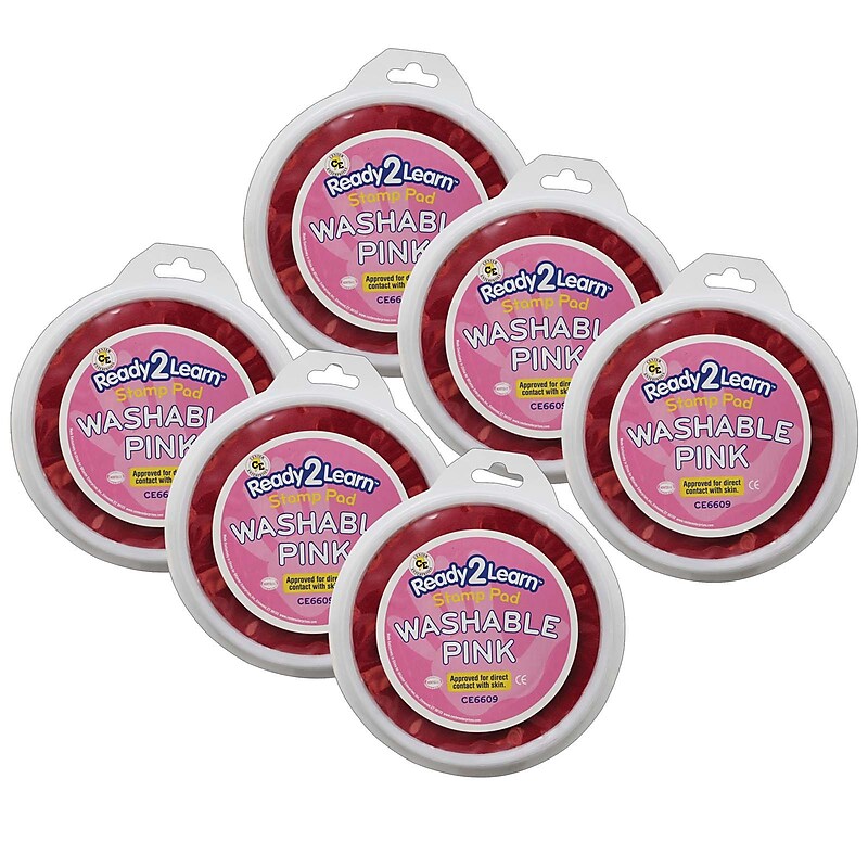 Ready 2 Learn Jumbo Washable Stamp Pad, Pink, 6/Pack (CE-6609-6) image 1