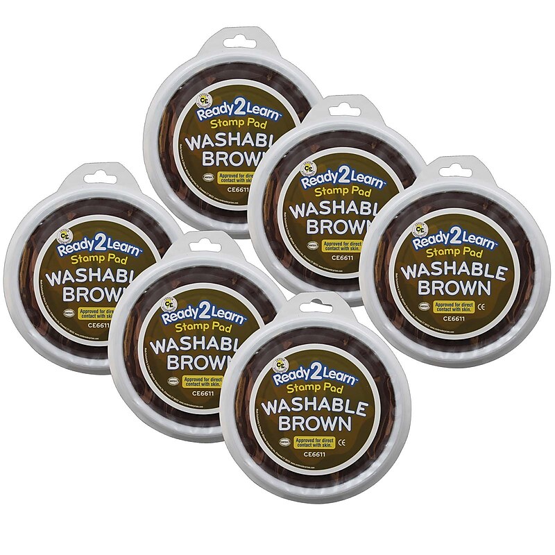 Ready 2 Learn Jumbo Washable Stamp Pad, Brown, 6/Pack (CE-6611-6) image 1