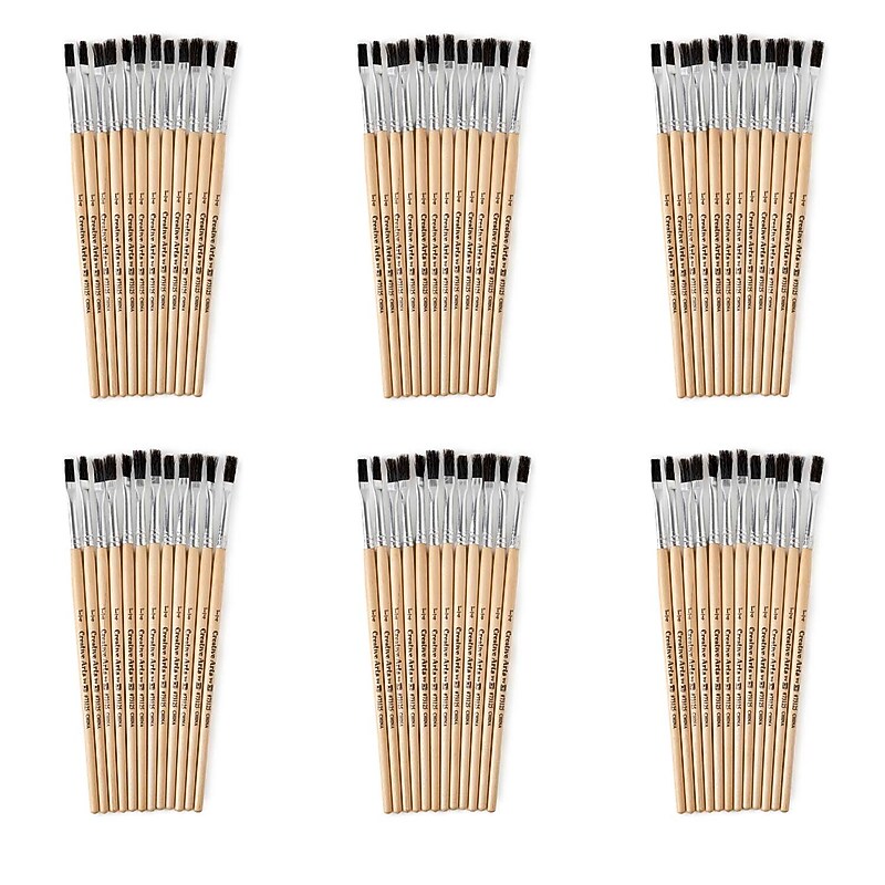 Charles Leonard Long Handle Mixed Media Natural Hog Bristle, Flat Brush, 12/Pack, 6 Packs/Bundle (CHL73125-6) image 1