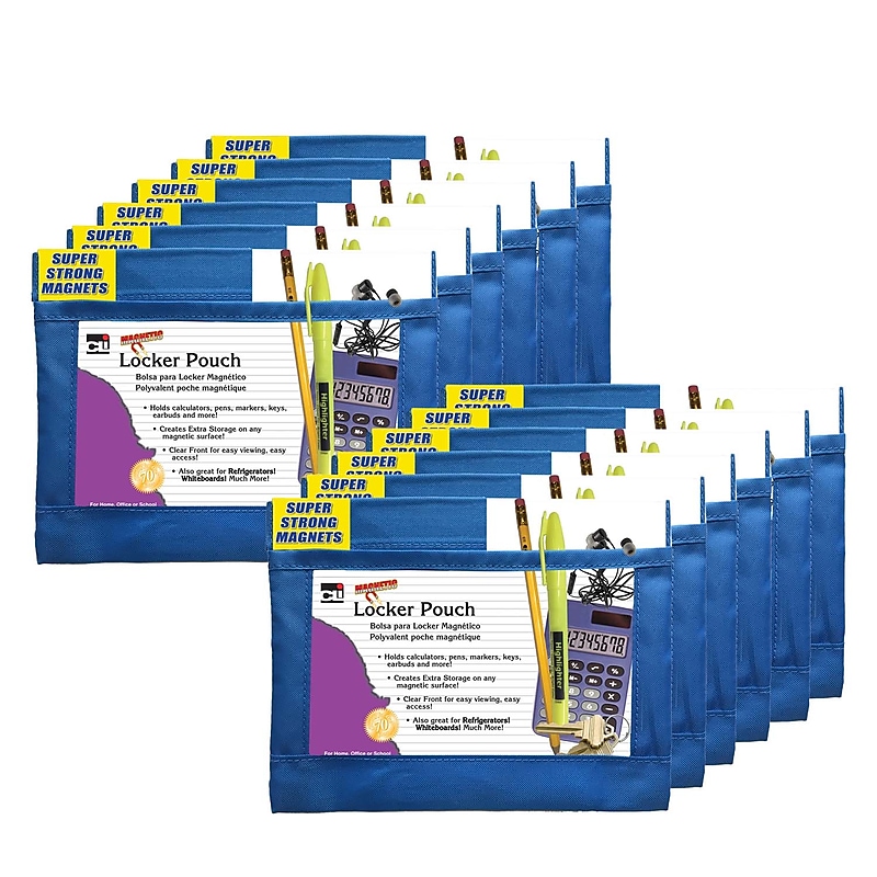 CLI Magnetic Whiteboard Pouch, 8" x 6.75", Blue, Pack of 12 (CHL76390-12) image 1