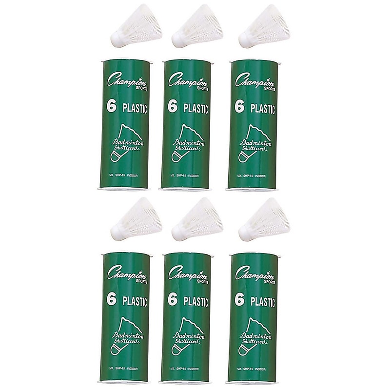 Champion Sports Plastic Indoor Shuttlecocks, 6 Per Pack, 6 Packs (CHSSHP15-6) image 1