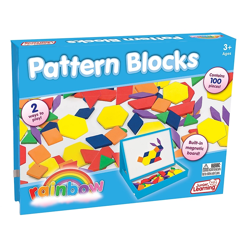 Junior Learning® Rainbow Pattern Blocks, Magnetic, Assorted Colors, 100 Pieces (JRL613) image 1