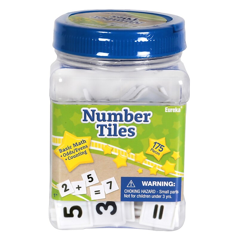 Eureka® Tub of Number Tiles Manipulatives, White, 175 Pieces (EU-867430) image 1