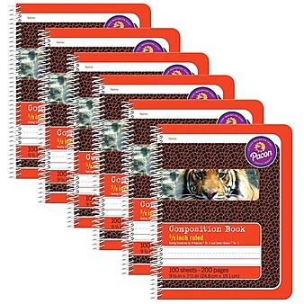 Pacon Composition Notebooks, 9.75" x 7.5", Wide Ruled, 100 Sheets, Multicolor, 6/Bundle (PAC2432-6)