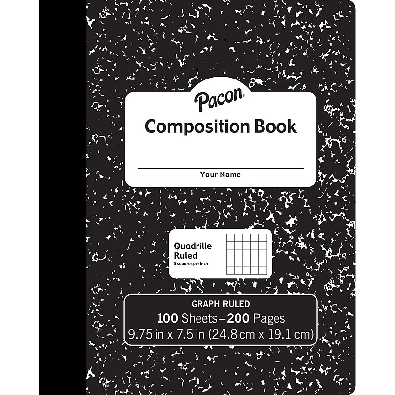 Pacon Composition Notebooks, 9.75" x 7.5", Quad Ruled, 100 Sheets, Black, 6/Bundle (PACMMK37103-6) image 1