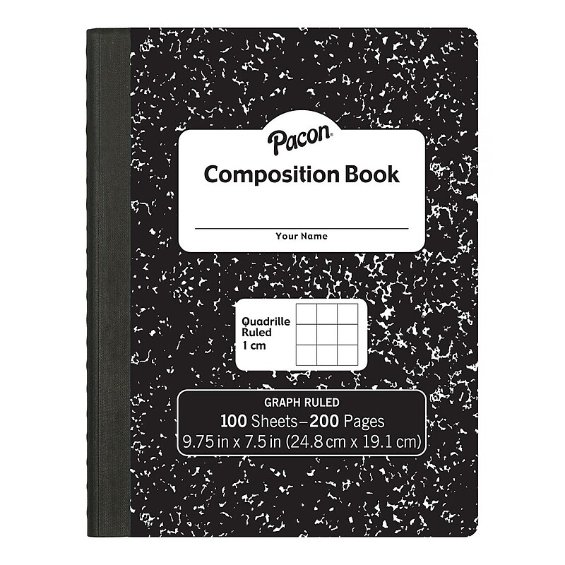 Pacon Composition Notebooks, 9.75" x 7.5", Quad Ruled, 100 Sheets, Black, 6/Bundle (PACMMK37105-6) image 1