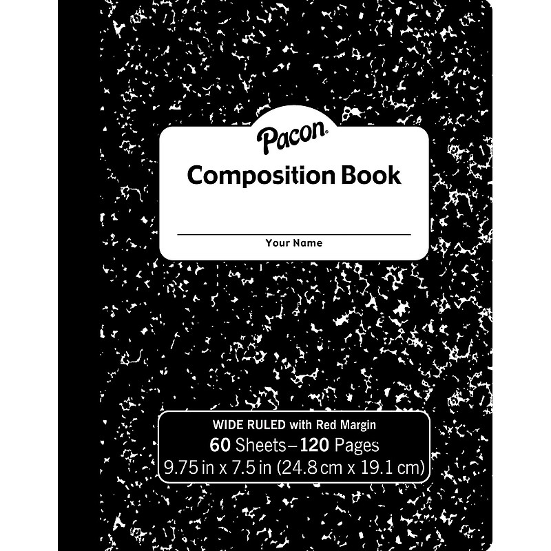 Pacon Composition Notebooks, 9.75" x 7.5", Wide Ruled, 60 Sheets, Black, 12/Bundle (PACMMK37118-12) image 1