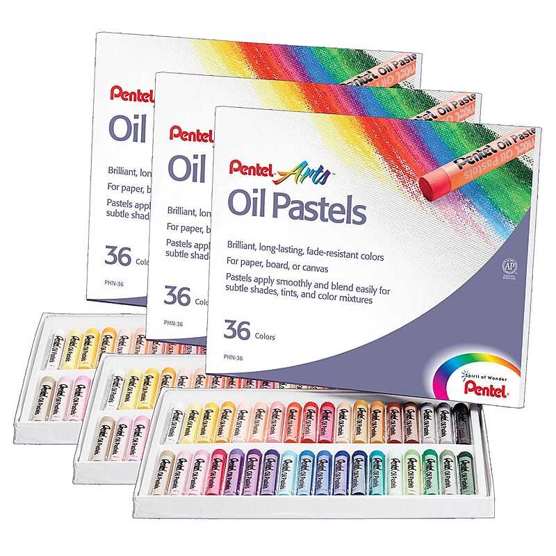 Pentel Oil Pastel Set, Assorted Colors, 36 Colors Per Set, 3 Sets (PENPHN36-3) image 1