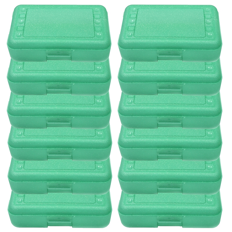 Romanoff Plastic Latch Pencil Case, Lime Sparkle, Pack of 12 (ROM60285-12) image 1