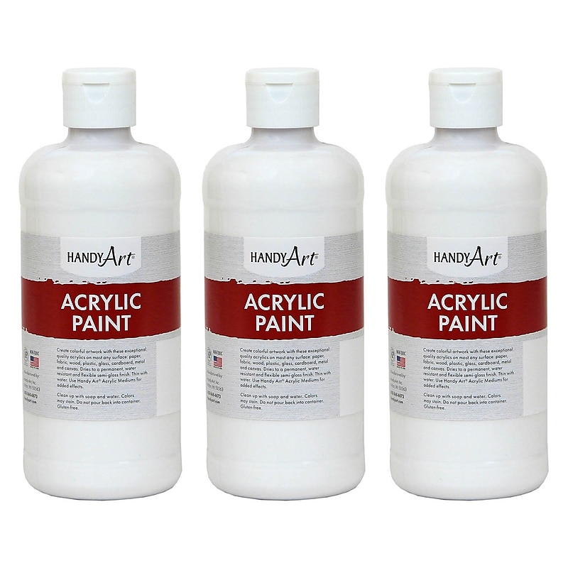 Handy Art Acrylic Paint, 16 oz, Titan White, Pack of 3 (RPC101000-3) image 1