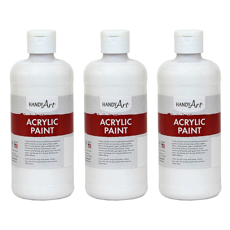 Handy Art Acrylic Paint, 16 oz, Blockout White, Pack of 3 (RPC101005-3) image 1